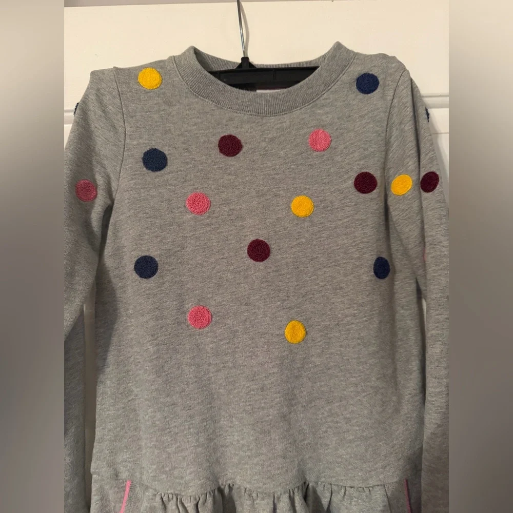 Mini Boden Gray Polka Dot Sweatshirt Dress Size 8-9 Girls - Picture 2 of 4